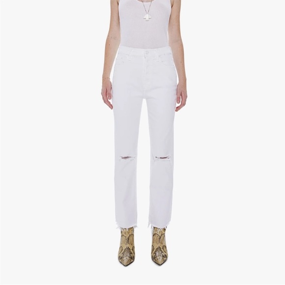 MOTHER The Tripper Ankle Fray Jeans, White, Size 30, Crisp White, Excellent - Picture 4 of 11